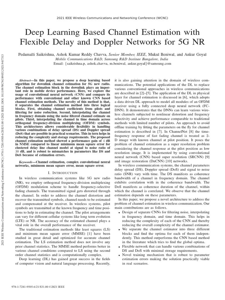 Deep Learning Based Channel Estimation With Flexible Delay And Doppler ...