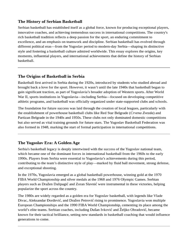 The History Of Serbian Basketball | PDF | Socialist Federal Republic Of ...