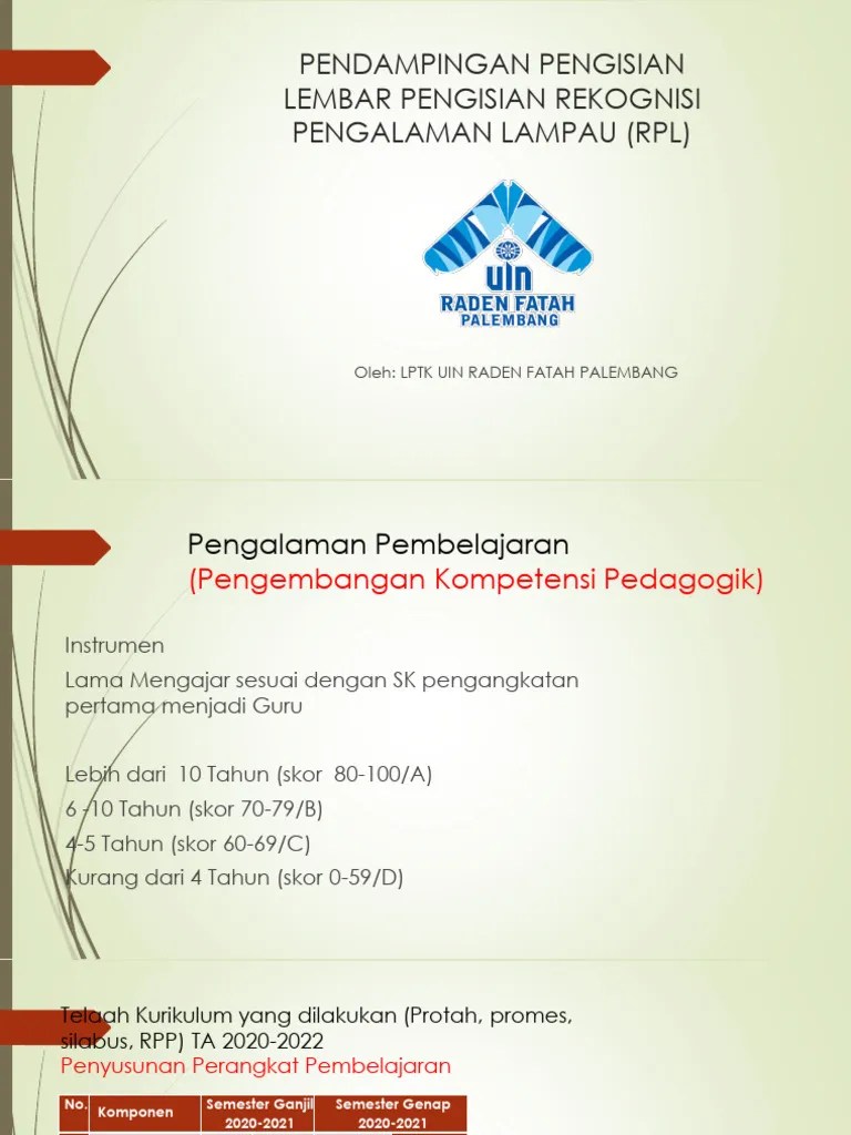 Lembar Pengisian RPL PPG 2023 | PDF