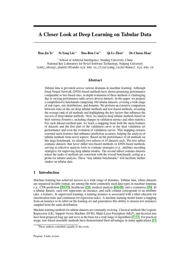 A Closer Look At Deep Learning On Tabular Data | PDF | Machine Learning ...