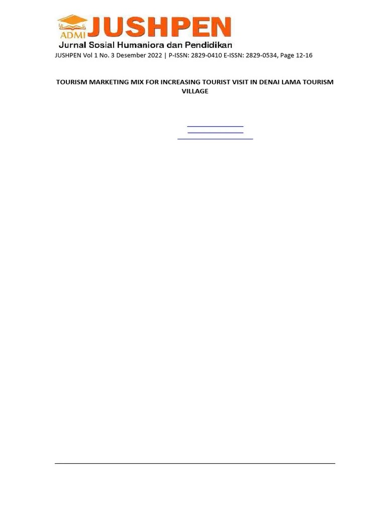 TOURISM MARKETING MIX FOR INCREASING TOURIST | PDF | Marketing | Tourism