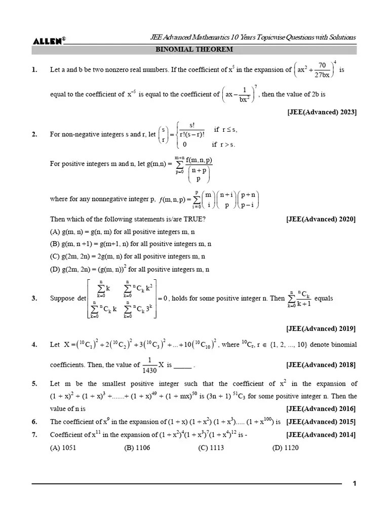 BINOMIAL-THEOREM | PDF | Arithmetic | Elementary Mathematics