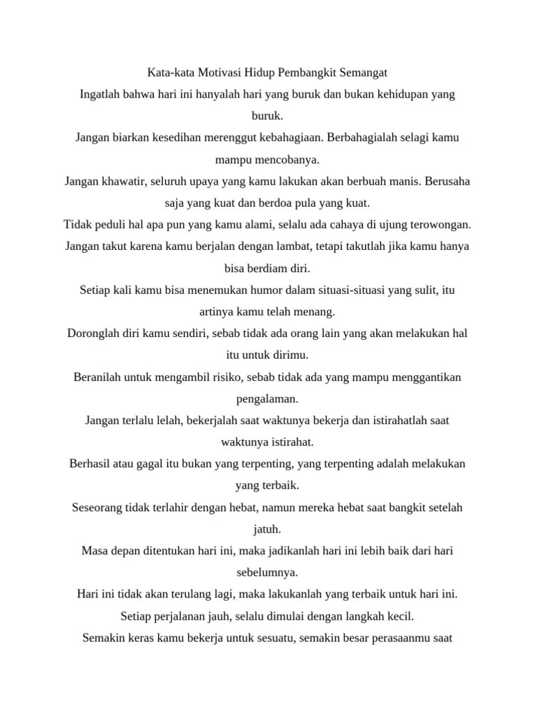 Kata-Kata Motivasi Hidup Pembangkit Semangat | PDF