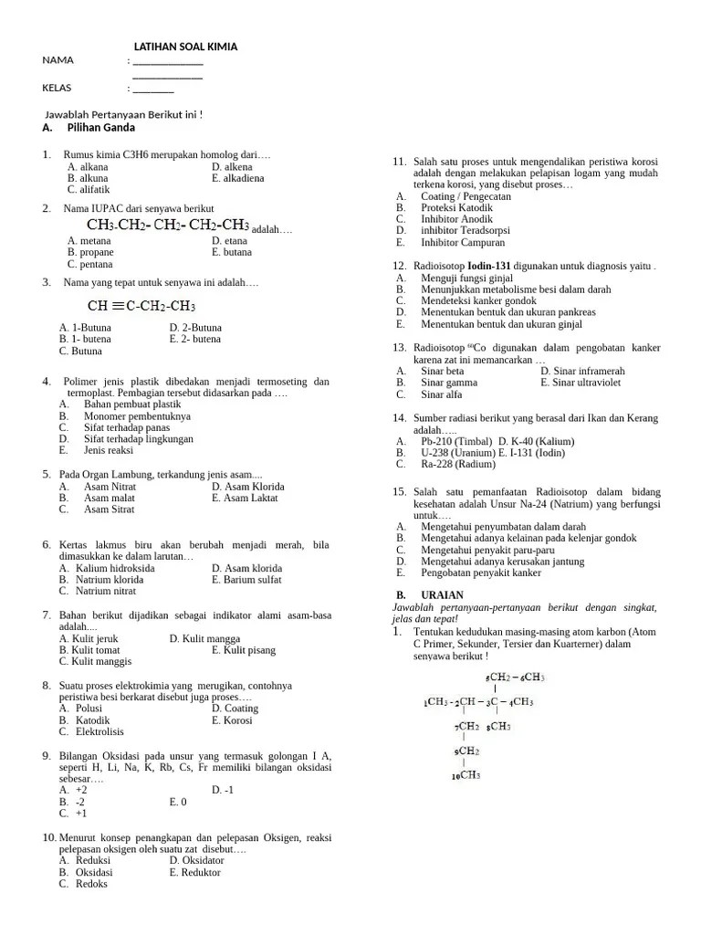 Latihan Soal Kimia | PDF