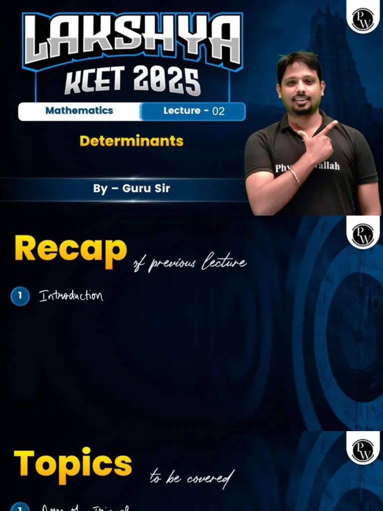 Determinants 02 - Class Notes - Lakshya KCET 2025 | PDF