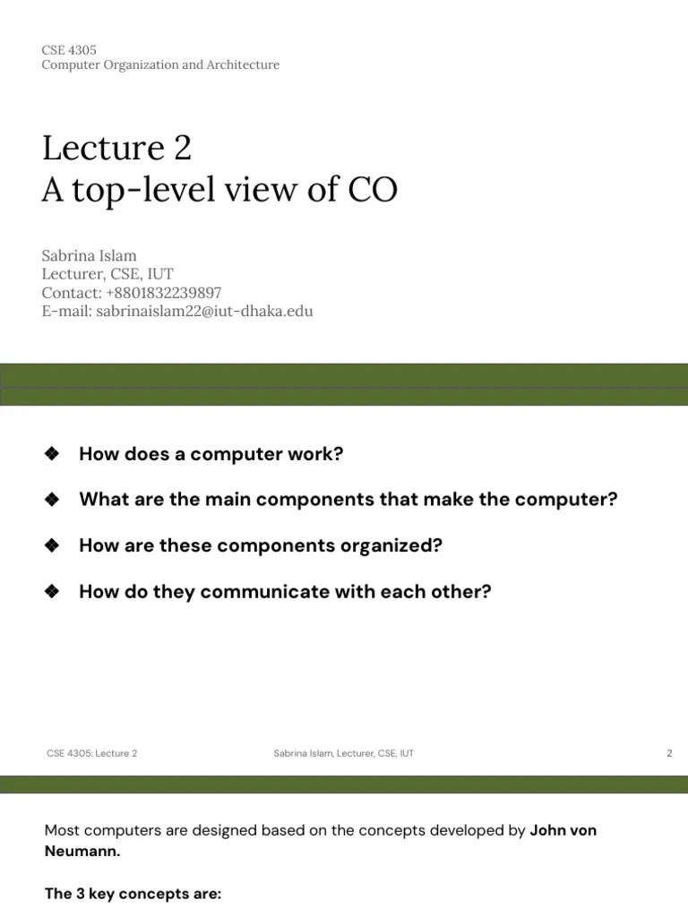 COA Lecture 2 | PDF | Central Processing Unit | Input/Output