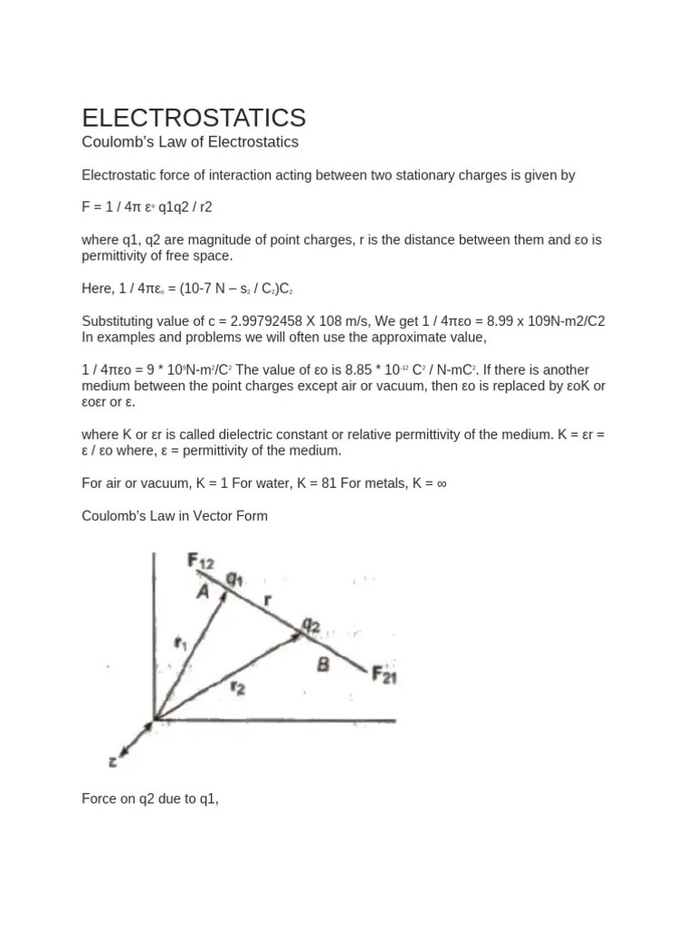 ELECTROSTATICS | PDF | Capacitance | Capacitor