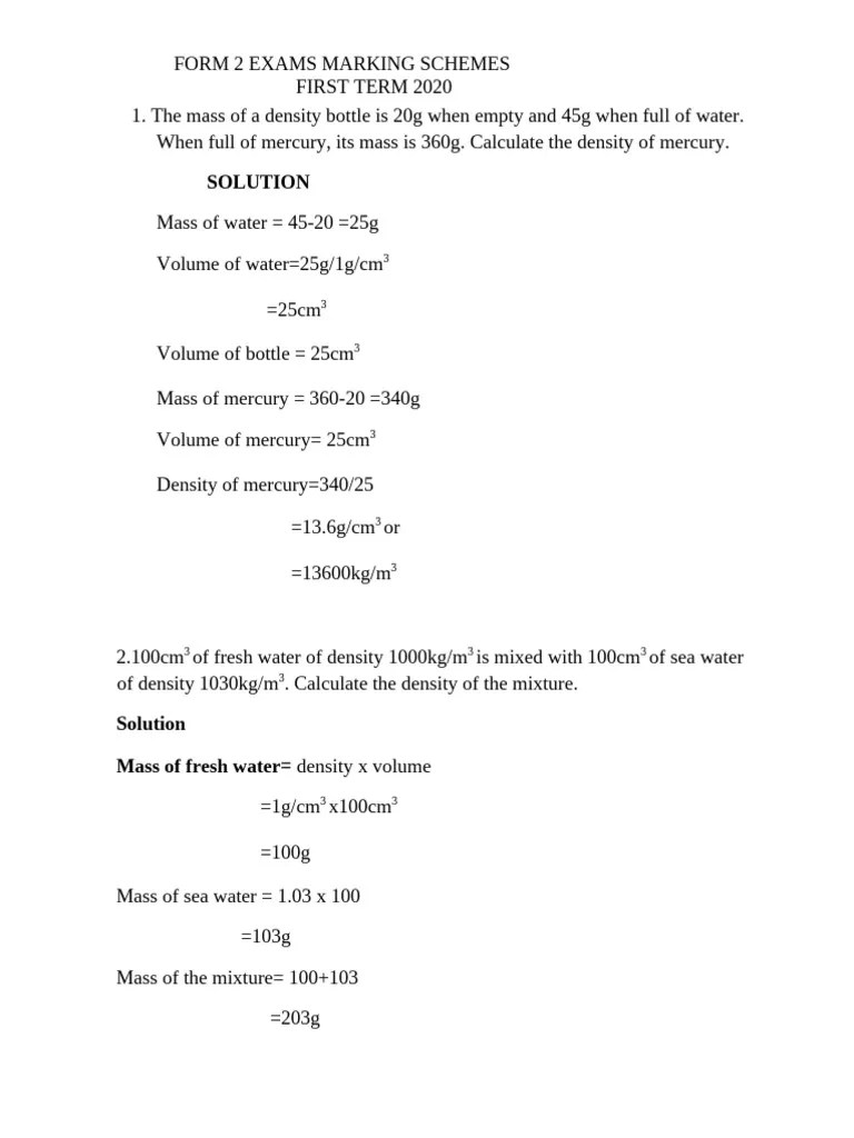 Set1 Physics Ms MidTerm 1 2021 Teacher - Co - .Ke F2 Exam | PDF ...