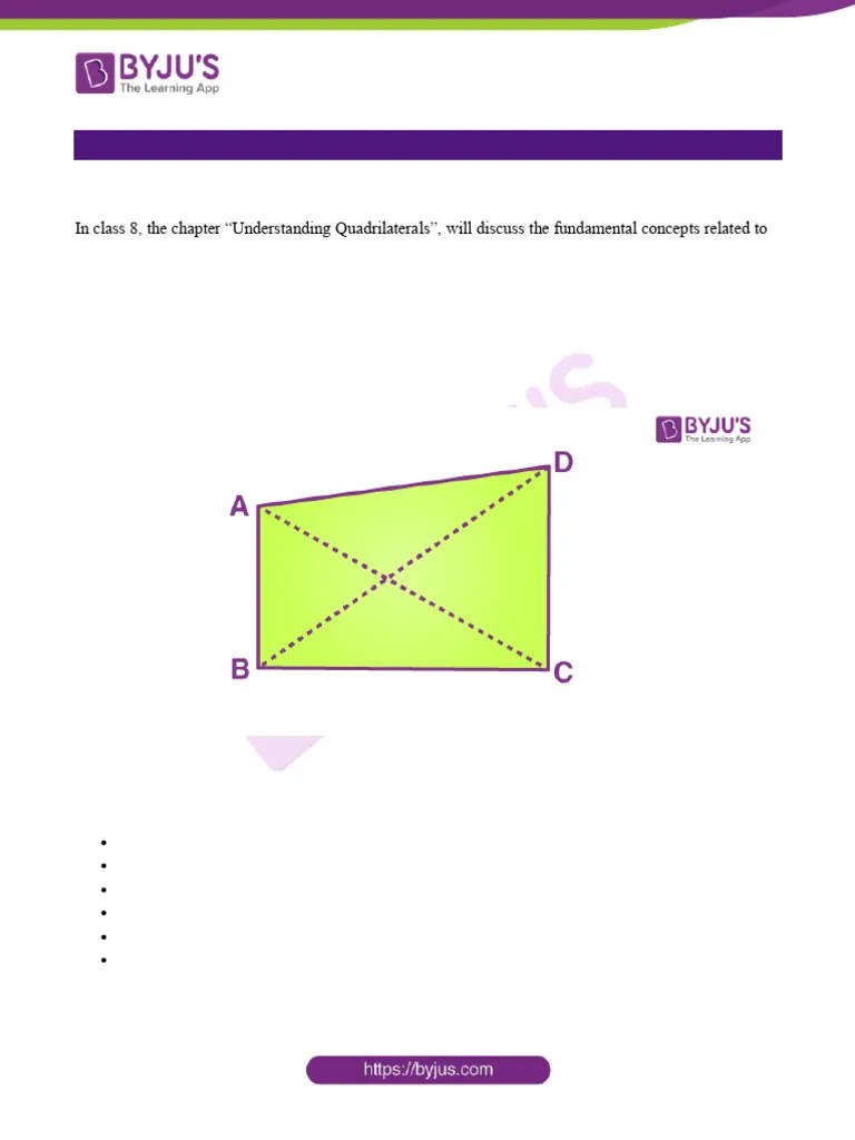 Class 8 Chapter 3 Undertsanding Quadrilaterals Notes | PDF | Rectangle | Polygon