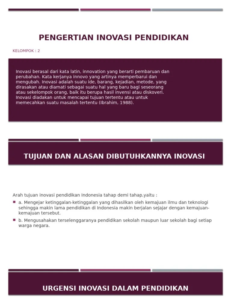 PENGERTIAN INOVASI PENDIDIKAN | PDF