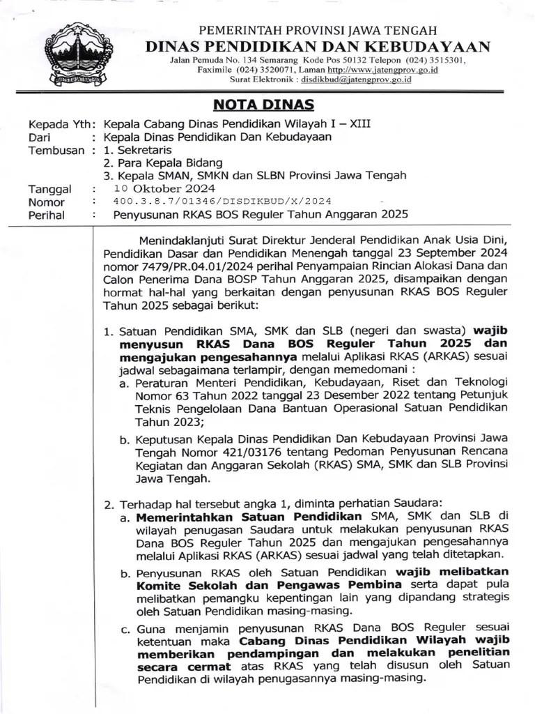 ND Penyusunan Rkas Bos Reguler Ta 2025 | PDF