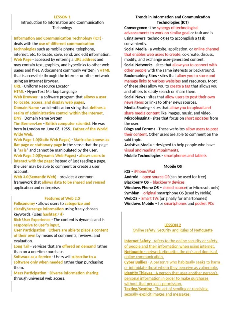 Emptech Q1 Reviewer | PDF | Hyperlink | World Wide Web