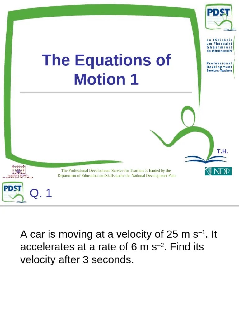 The Equations Of Motion 1 | PDF | Acceleration | Velocity