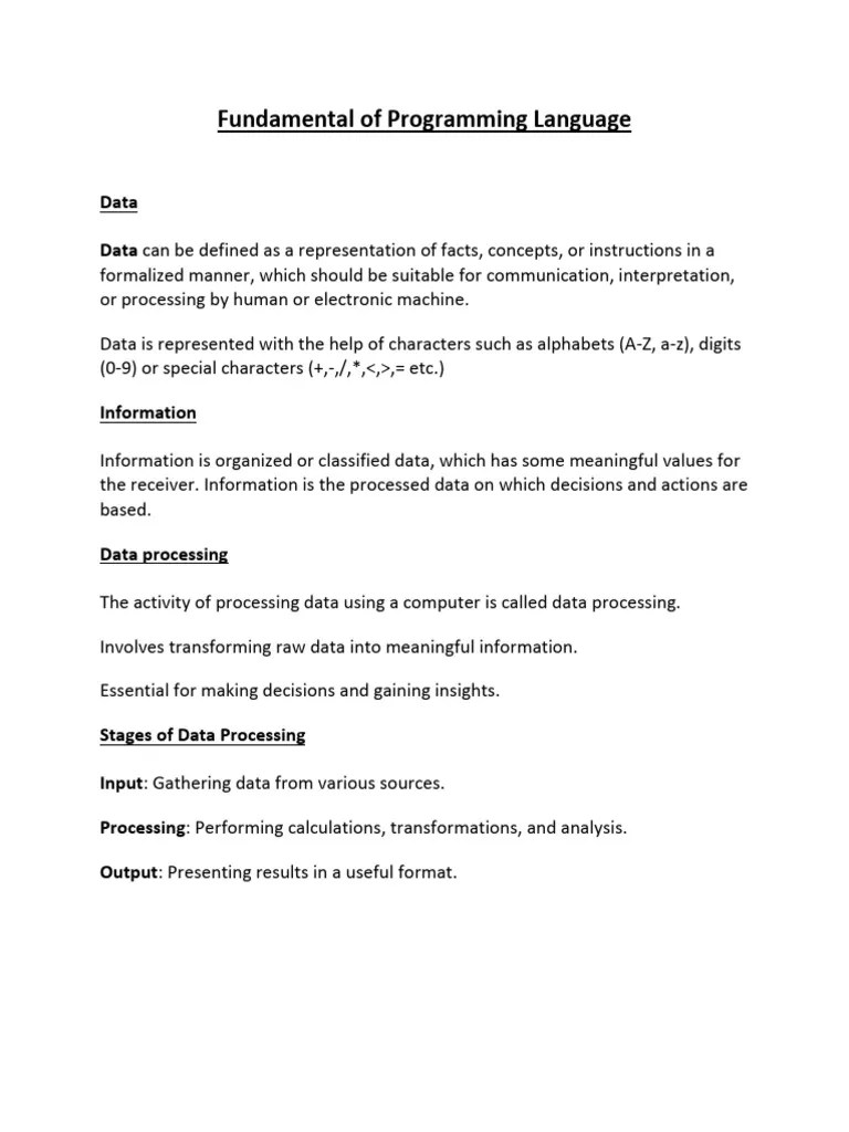 Fundamental Of Programming Language | PDF | Computer Programming ...
