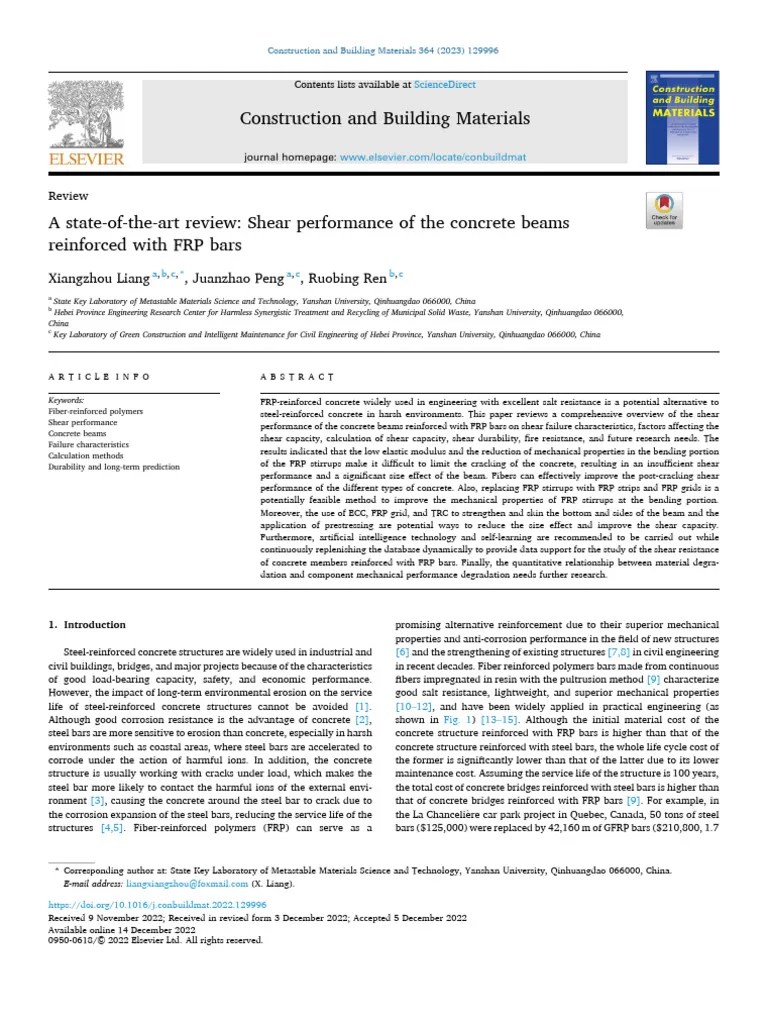 A State-Of-The-Art Review - Shear Performance Of The Concrete Beams Reinforced With FRP Bars ...