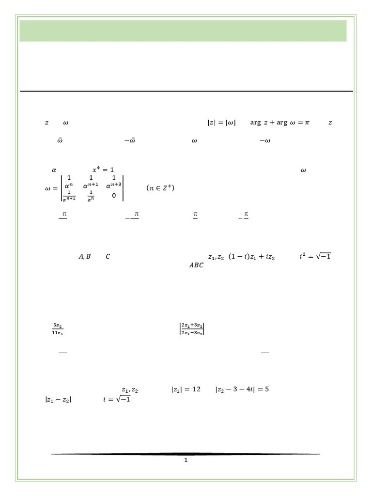C25 MATH Practice Sheet -Complex Number | PDF | Complex Number | Circle