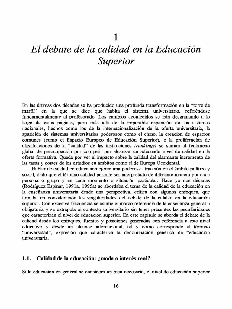 2.3.6 La Evaluación De La Calidad En La Educación Superior Cap 1 ...