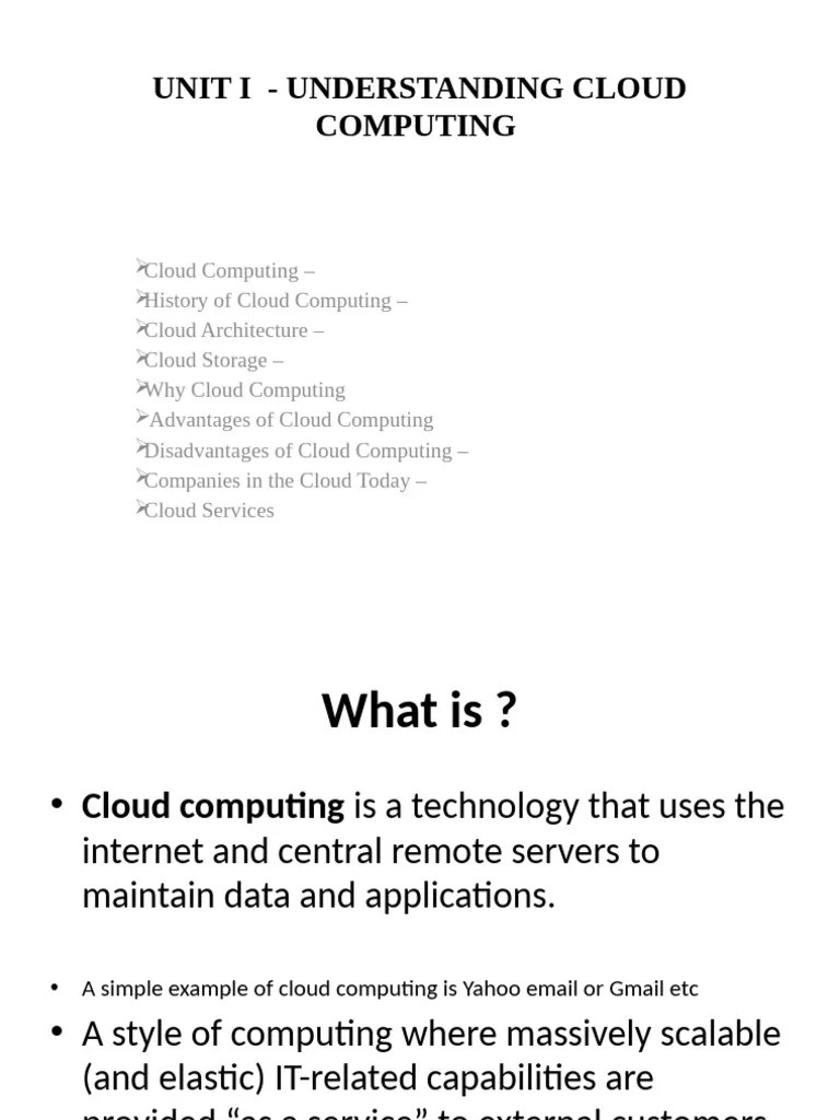 Unit I - Understanding Cloud Computing | PDF | Cloud Computing | Computing