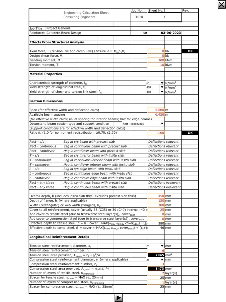 Member Design - Reinforced Concrete Beam BS8110 | PDF | Beam (Structure) | Young's Modulus