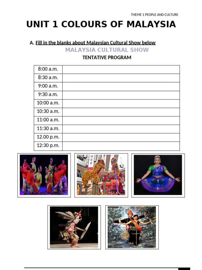 Unit 1 Colours Of Malaysia Topic Malaysian Cultural Show And Pdf - Perfect 8K Light Arts | Free Download