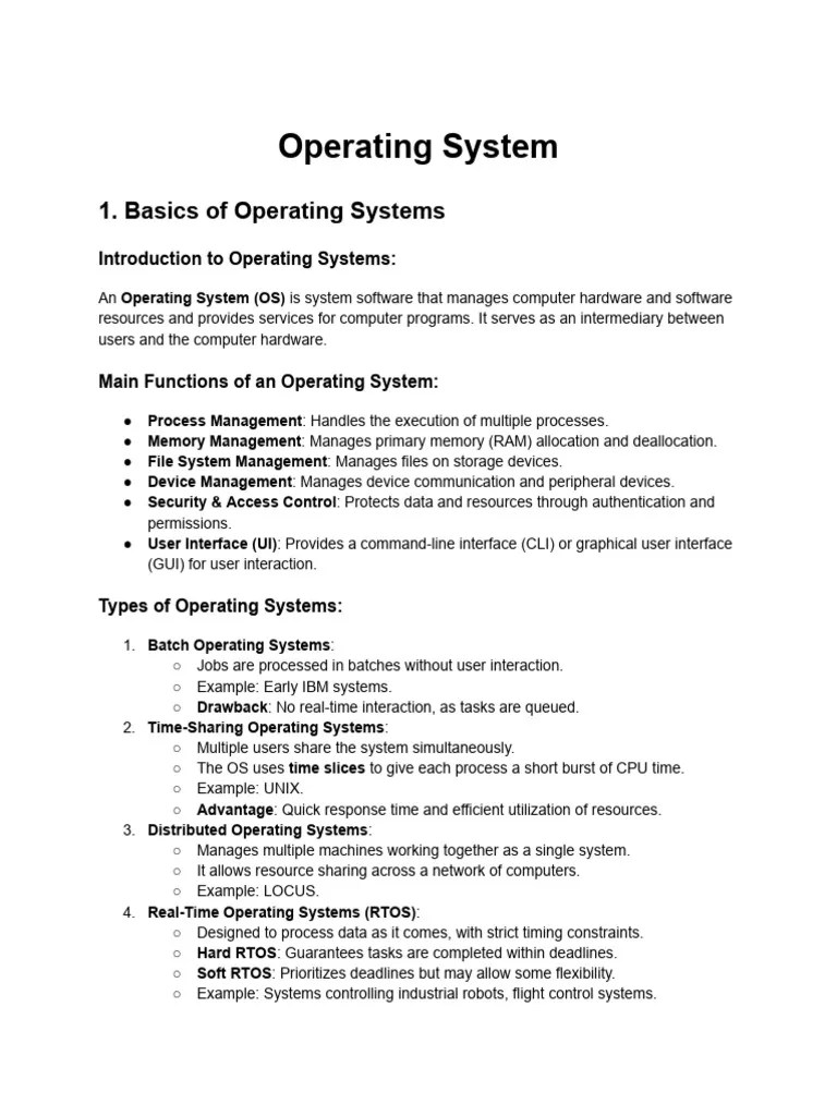 Operating System | PDF | Thread (Computing) | Process (Computing)