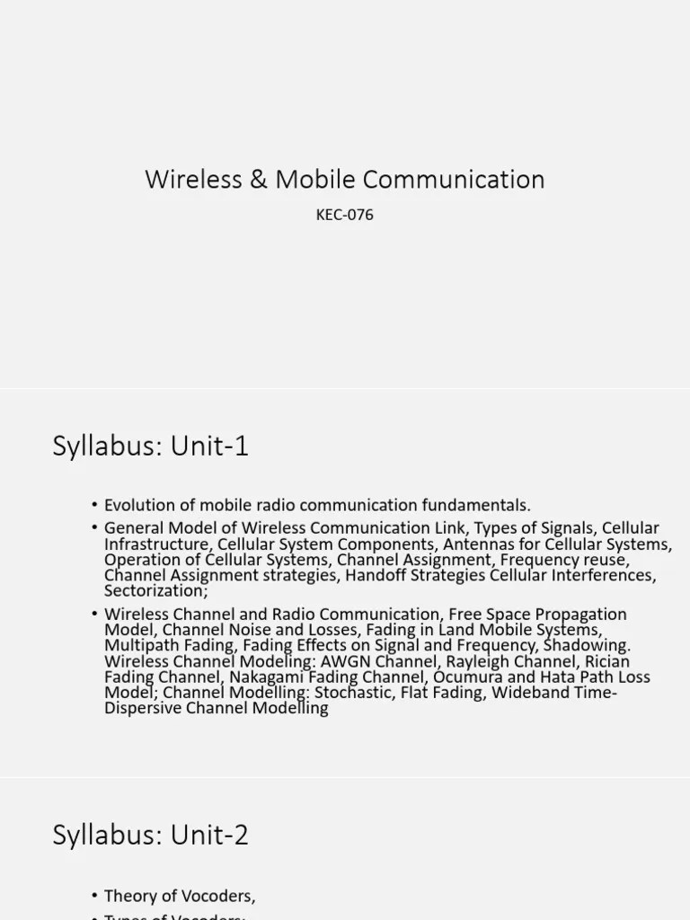 Wireless & Mobile Communication Ppt | PDF | Cellular Network | Channel ...