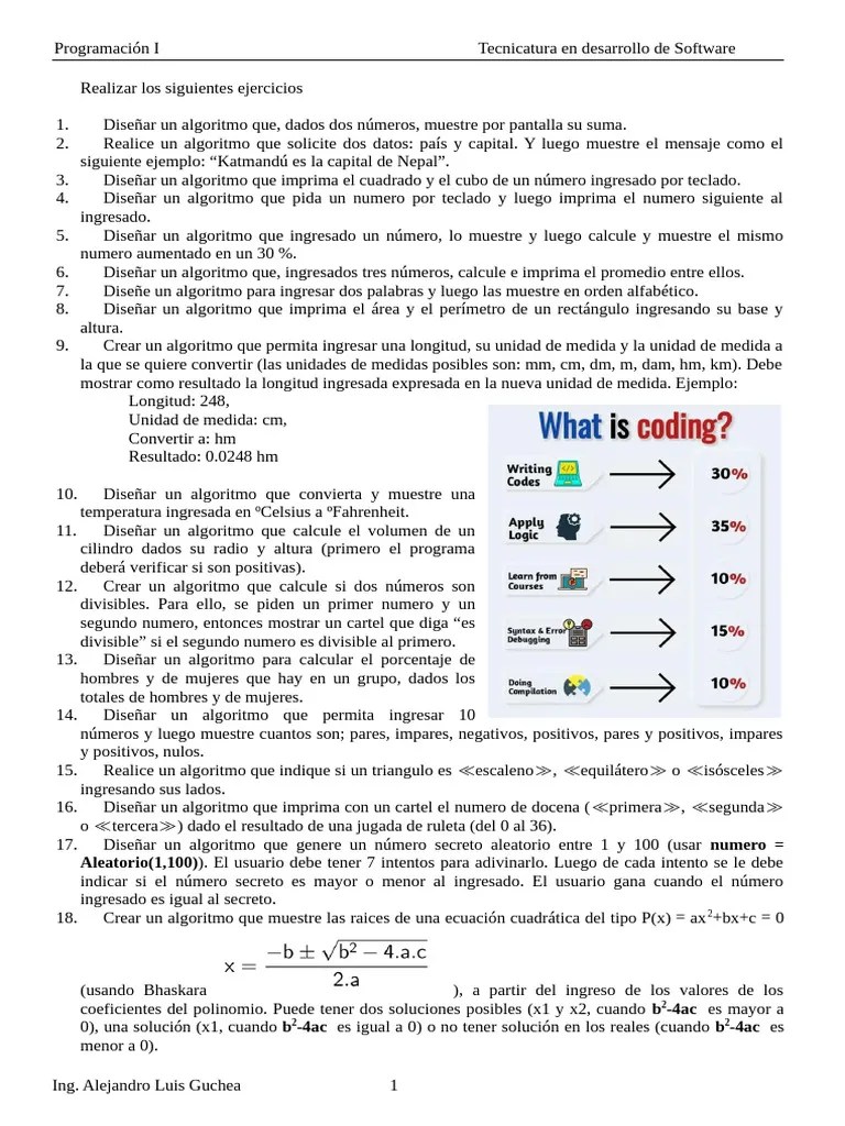 Ejercicios 01 Algoritmos PSEINT | PDF | Algoritmos | Matemáticas