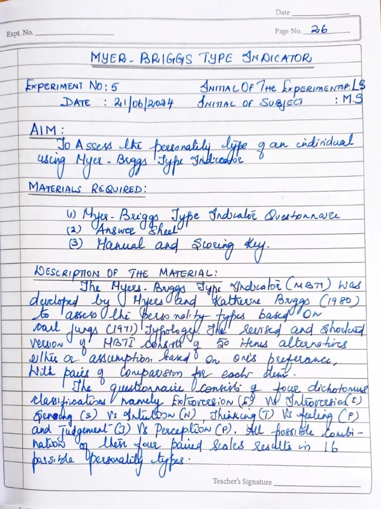 Exp-5 Myer Briggs Type Indicator | PDF