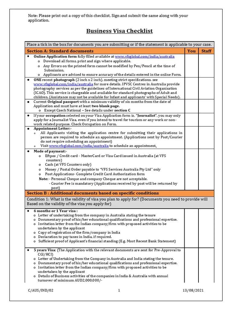 Business Visa Checklist 2021 | PDF | Passport | Travel Visa