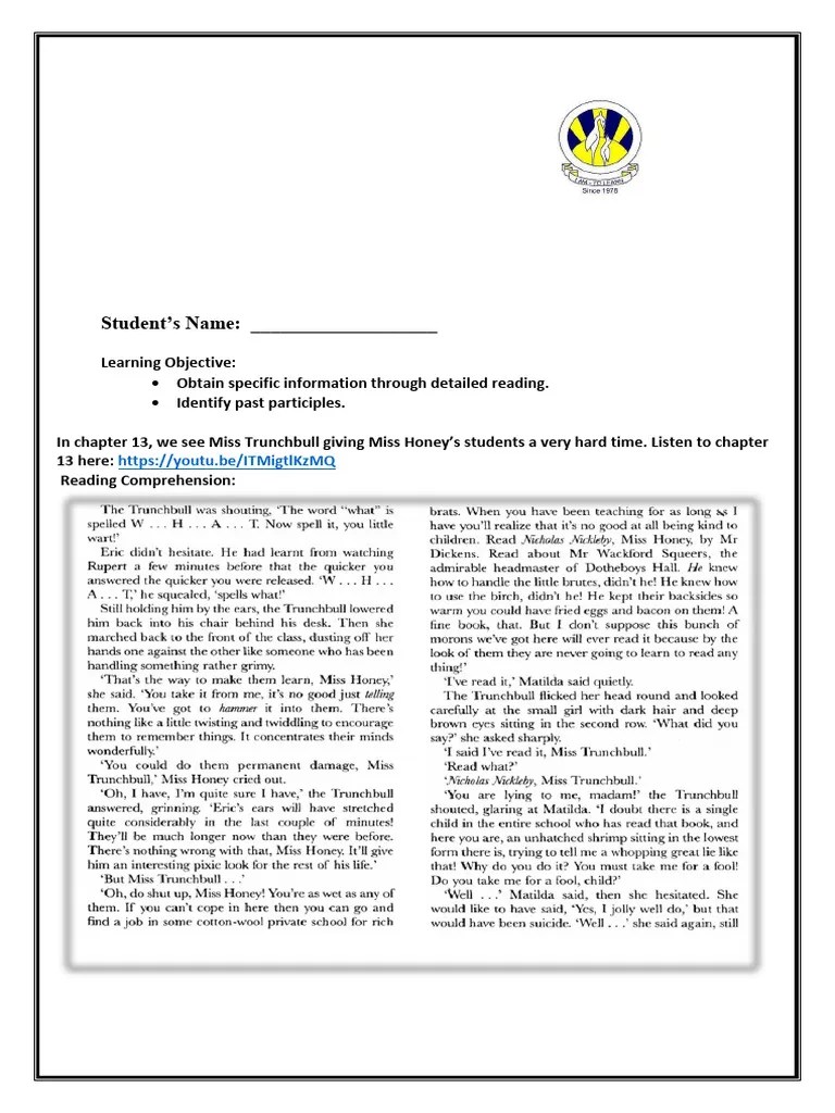 Eng Class 6 Week 3 (Comprehension) | PDF