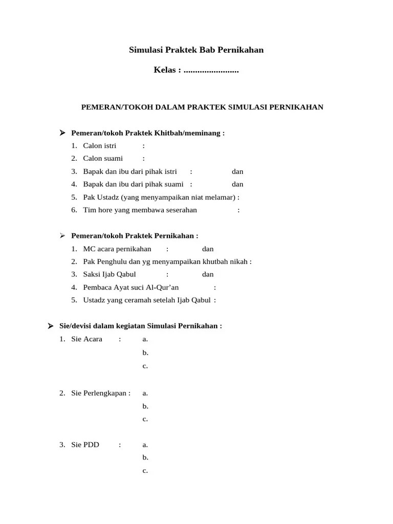 Simulasi Praktek Nikah Kelas XI | PDF