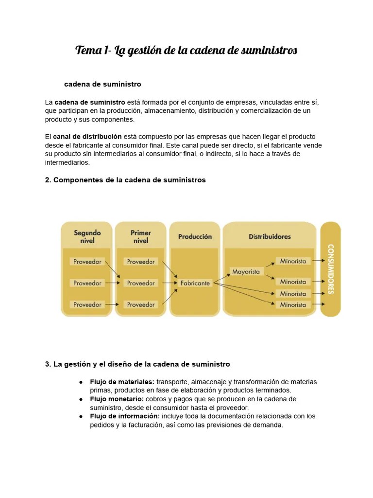 Apuntes Tema 1 - La Gestión De La Cadena De Suministros | PDF | Cadena ...