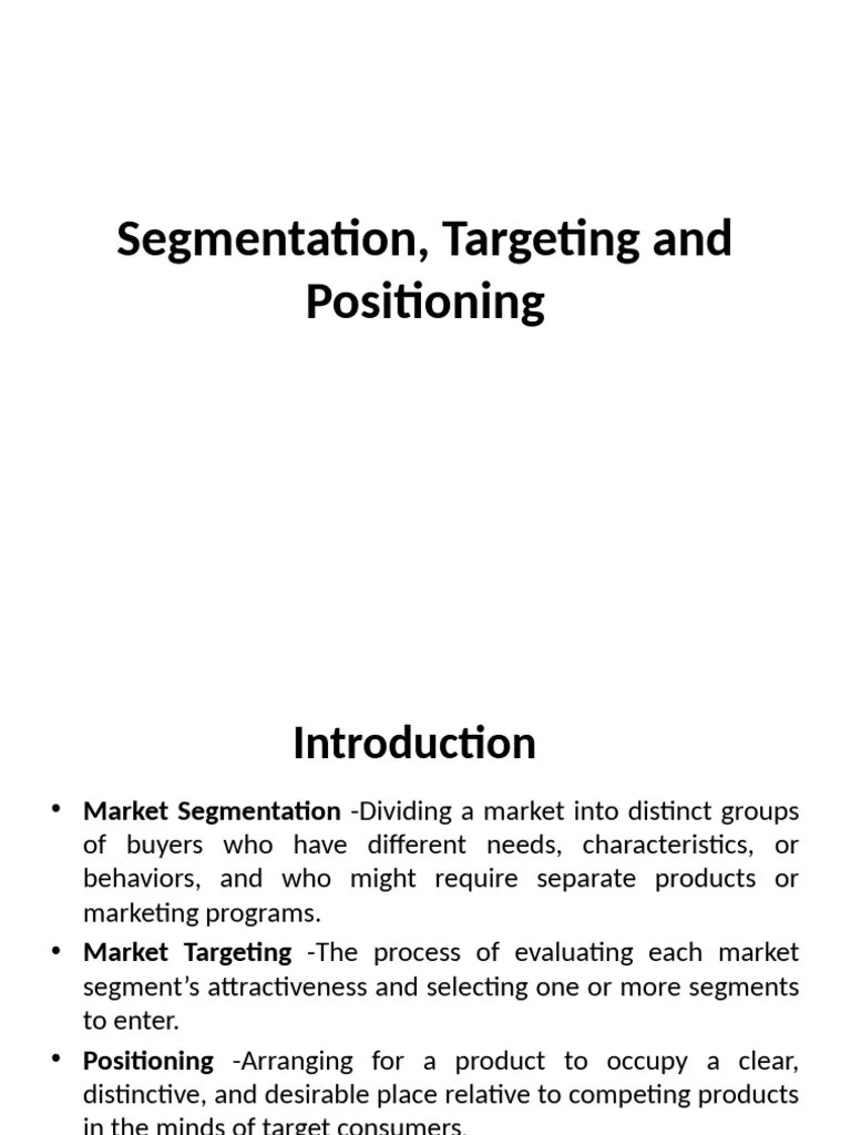 Segmentation, Targeting And Positioning | PDF | Market Segmentation ...