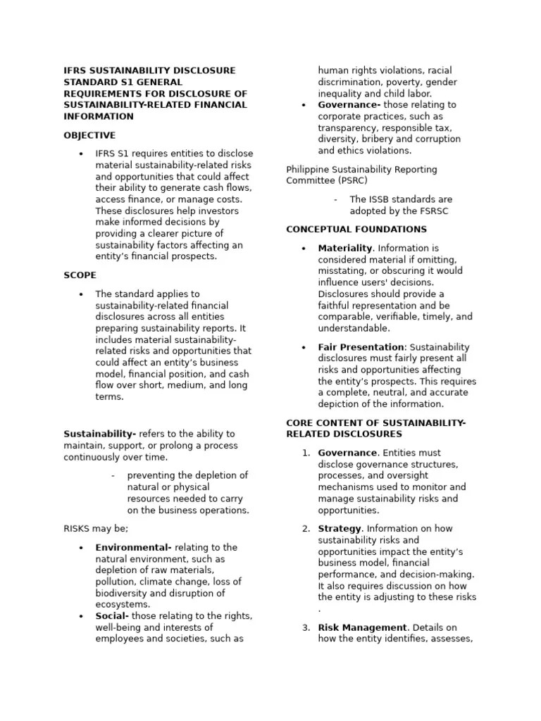 IFRS S1 AND S2- SUMMARY | PDF | Risk | International Financial ...