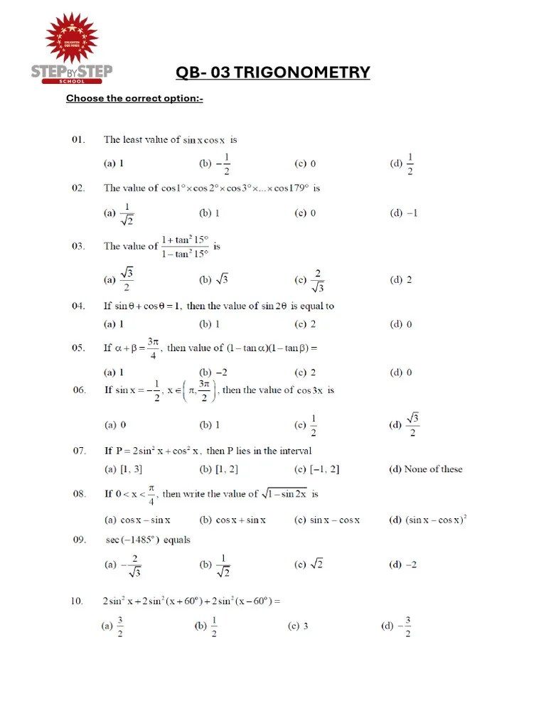 Xi-Qb-03 Trigonometric Functions | PDF | Teaching Methods & Materials ...