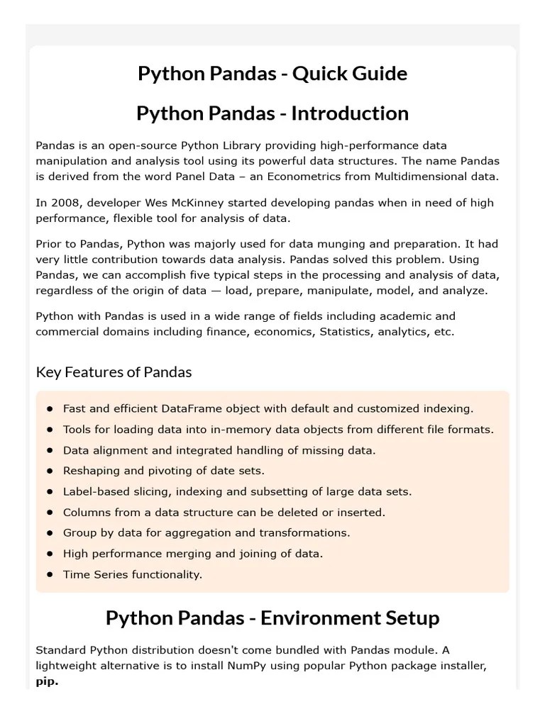 Unit - 1 - Python Pandas | PDF | Computer Programming | Computing