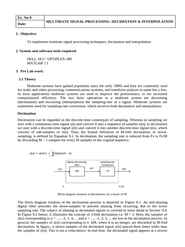 Exp 8 - Multirate Signal Processing-Decimation & Interpolation | PDF ...