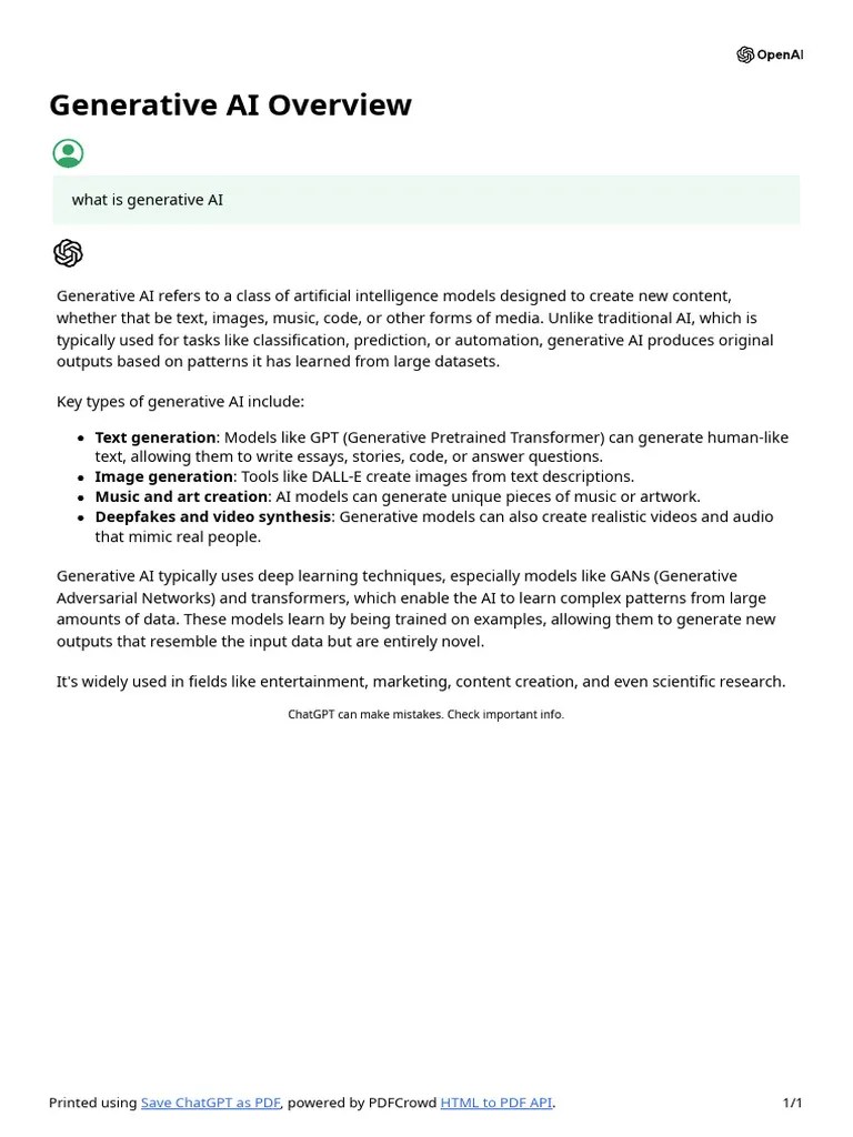 Generative AI Overview | PDF | Computers