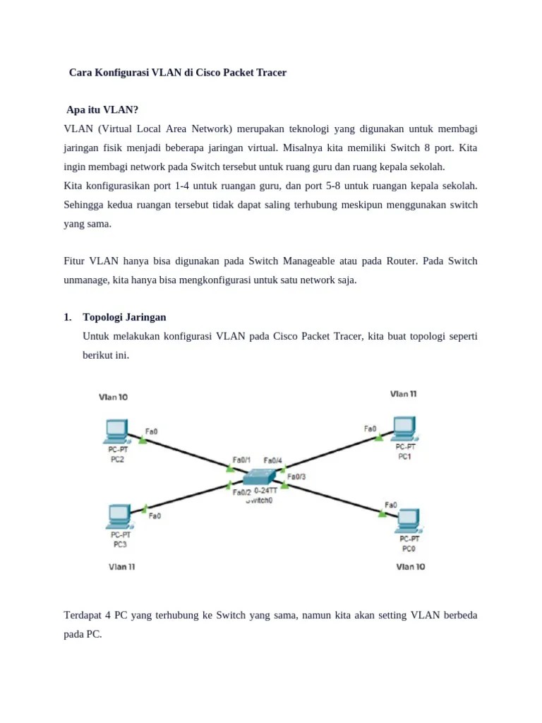 Cara Konfigurasi VLAN Di Cisco Packet Tracer | PDF