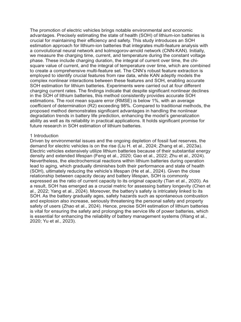 Study Introduces An SOH Estimation | PDF | Lithium Ion Battery ...