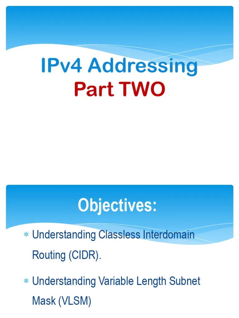 Lesson_03_IPv4 Addressing Part TWO | PDF | Wide Area Network ...