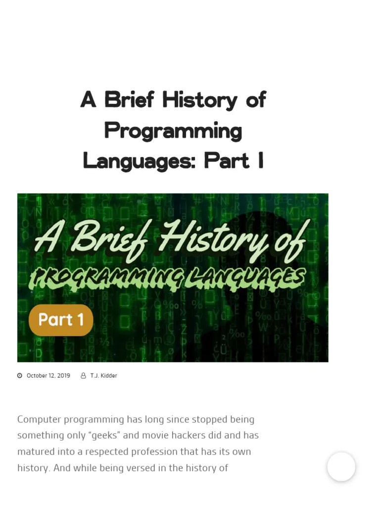 ? History Of Programming Languages _ Full Stack Programmer Cour | PDF | Computer Programming ...