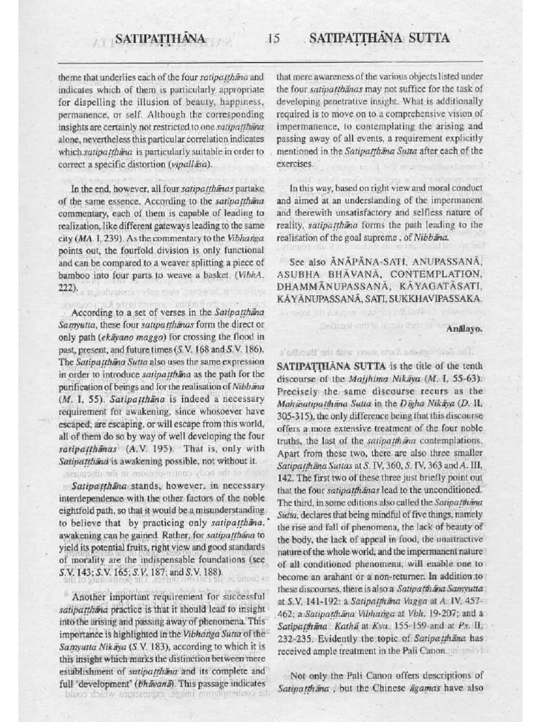 Satipatthana Sutta | PDF