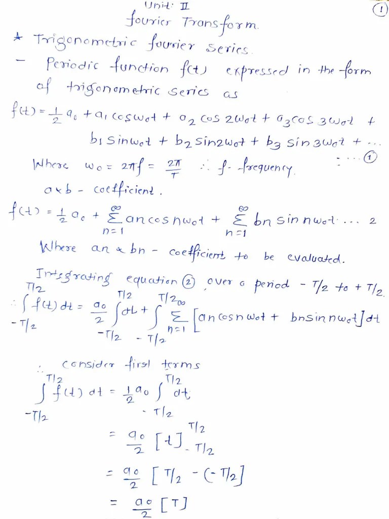 Unit II Fourier Transform Part I-1 | PDF