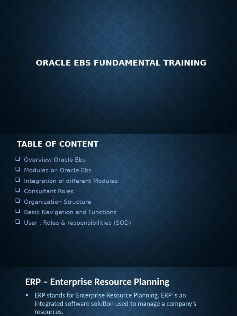 Oracle Ebs Fundamental Training - Session 1 | PDF | Enterprise Resource ...