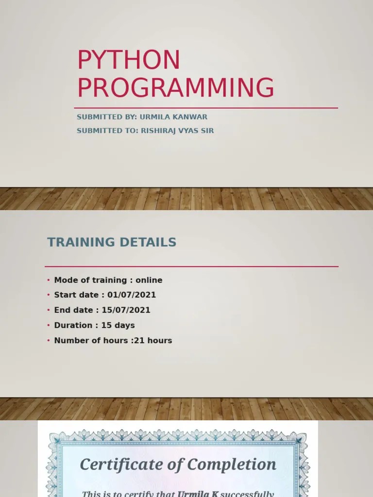 Industrial Training Python Programming | PDF | Python (Programming Language) | String (Computer ...