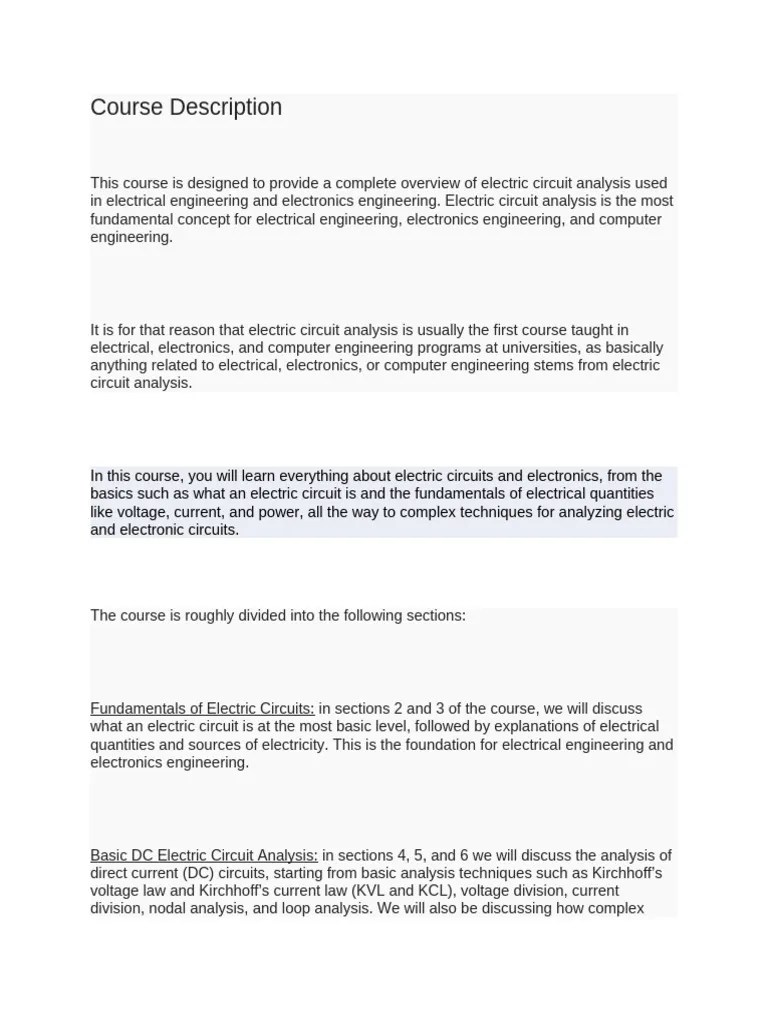 Introduction To Fundamentals Of Electric Circuit | PDF | Electrical ...