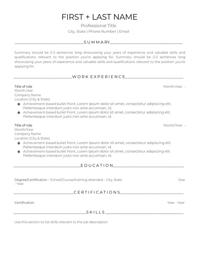Resume template 1