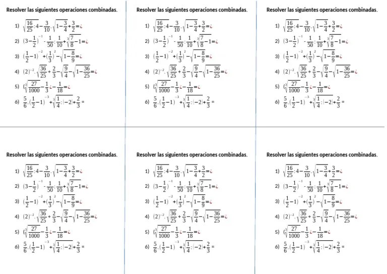 Resolver Las Siguientes Operaciones Combinadas | PDF