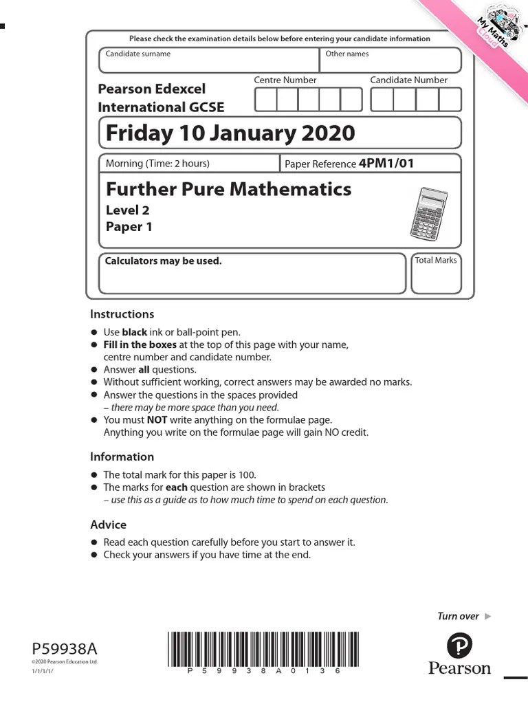 Igcse Further January 2020 Paper 1 | PDF | Area | Mathematics